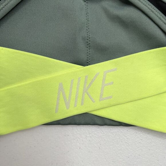 Nike Size XS Sports Bra Racerback Green Neon Strappy Padded Pullover Stretch - Picture 5 of 10